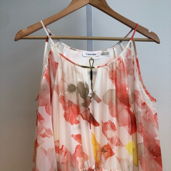 Calvin Klein Rose Maxi Dress with Cold Shoulders - Picture 4 of 5